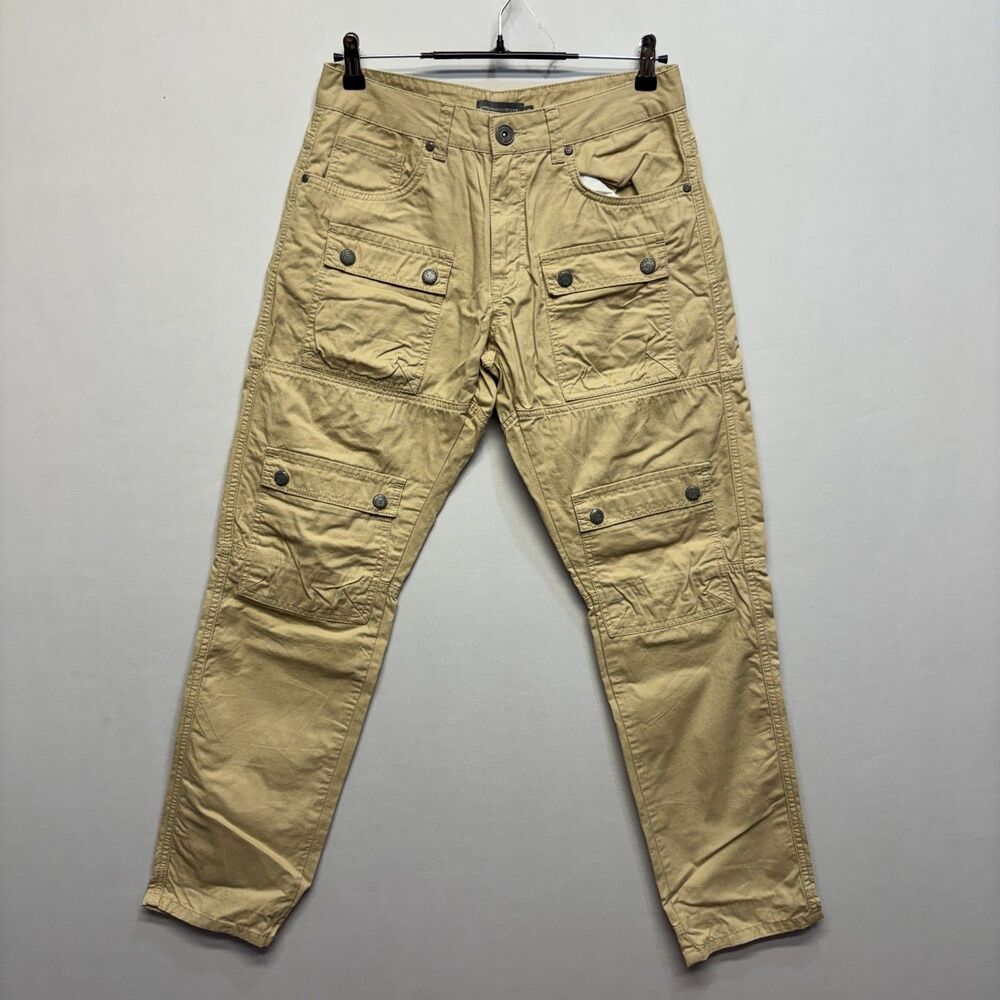 Christian Audigier Men Military Cargo Pants Size 31x32 Beige Utility C109 -24